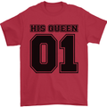 His Queen Funny Valentines Day Mens T-Shirt 100% Cotton Red