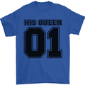 His Queen Funny Valentines Day Mens T-Shirt 100% Cotton Royal Blue