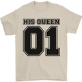 His Queen Funny Valentines Day Mens T-Shirt 100% Cotton Sand