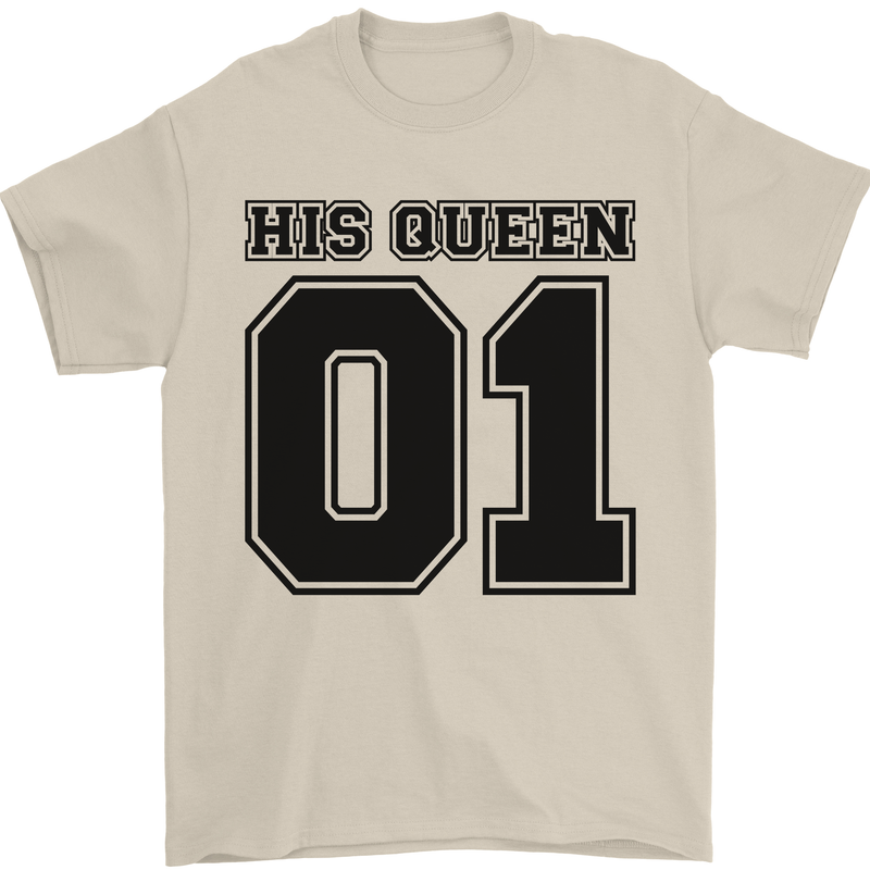 His Queen Funny Valentines Day Mens T-Shirt 100% Cotton Sand