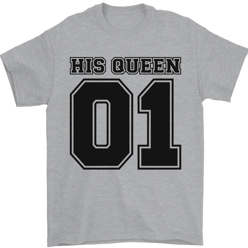 His Queen Funny Valentines Day Mens T-Shirt 100% Cotton Sports Grey