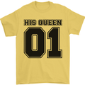 His Queen Funny Valentines Day Mens T-Shirt 100% Cotton Yellow