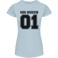 His Queen Funny Valentines Day Womens Petite Cut T-Shirt Light Blue