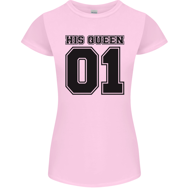 His Queen Funny Valentines Day Womens Petite Cut T-Shirt Light Pink