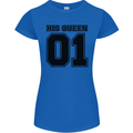 His Queen Funny Valentines Day Womens Petite Cut T-Shirt Royal Blue