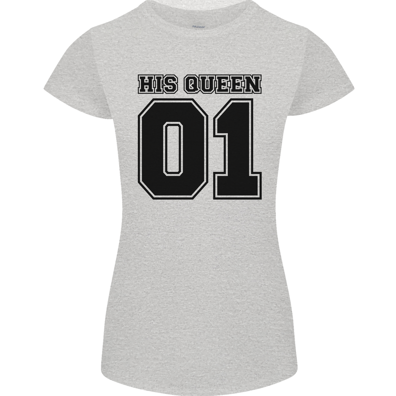 His Queen Funny Valentines Day Womens Petite Cut T-Shirt Sports Grey