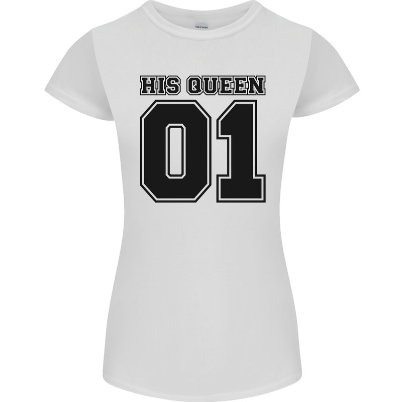 His Queen Funny Valentines Day Womens Petite Cut T-Shirt White