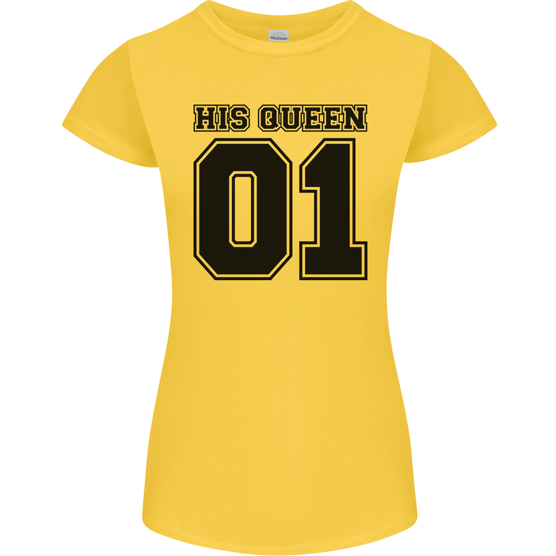 His Queen Funny Valentines Day Womens Petite Cut T-Shirt Yellow