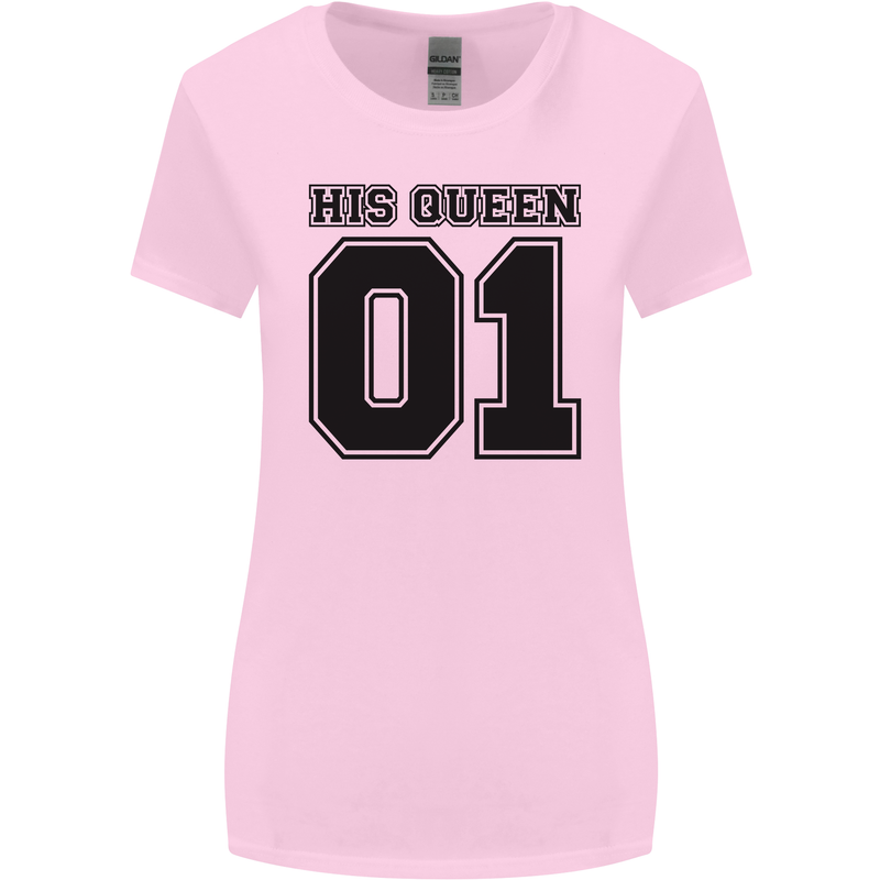 His Queen Funny Valentines Day Womens Wider Cut T-Shirt Light Pink