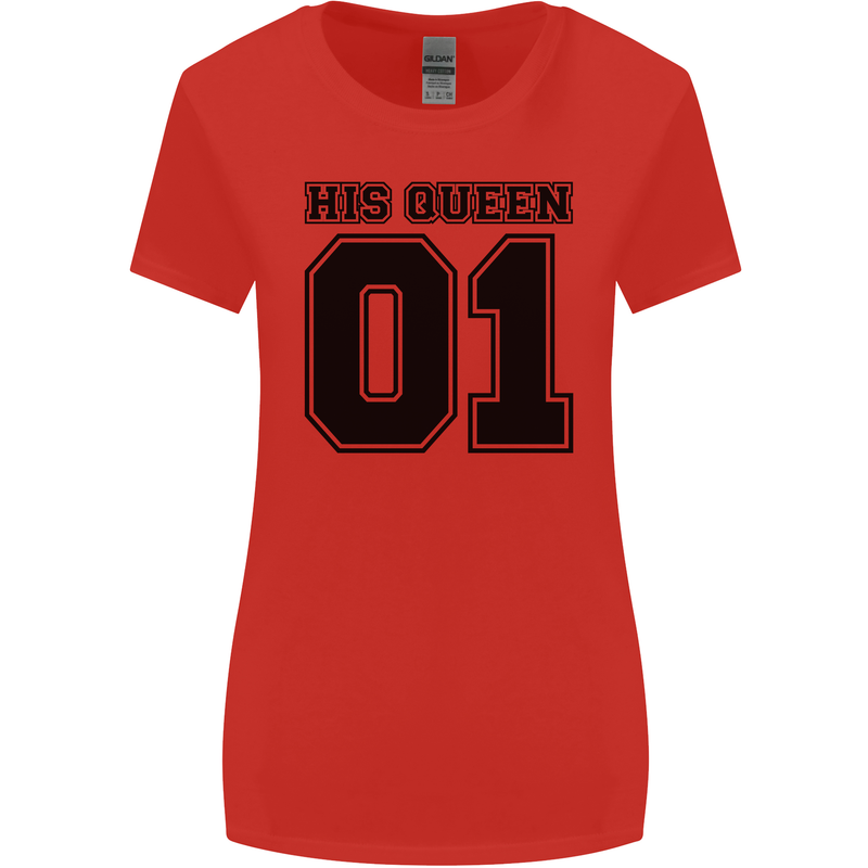 His Queen Funny Valentines Day Womens Wider Cut T-Shirt Red