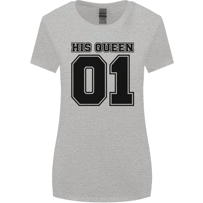 His Queen Funny Valentines Day Womens Wider Cut T-Shirt Sports Grey