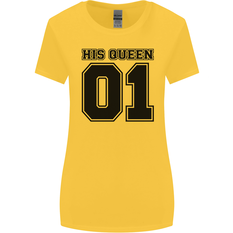 His Queen Funny Valentines Day Womens Wider Cut T-Shirt Yellow