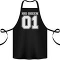 His Queen Funny Wedding Anniversary Cotton Apron 100% Organic Black