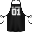 His Queen Funny Wedding Anniversary Cotton Apron 100% Organic Black