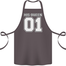 His Queen Funny Wedding Anniversary Cotton Apron 100% Organic Dark Grey