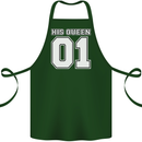 His Queen Funny Wedding Anniversary Cotton Apron 100% Organic Forest Green