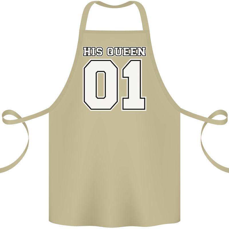 His Queen Funny Wedding Anniversary Cotton Apron 100% Organic Khaki