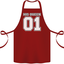 His Queen Funny Wedding Anniversary Cotton Apron 100% Organic Maroon