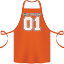 His Queen Funny Wedding Anniversary Cotton Apron 100% Organic Orange