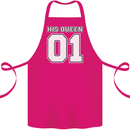 His Queen Funny Wedding Anniversary Cotton Apron 100% Organic Pink
