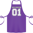 His Queen Funny Wedding Anniversary Cotton Apron 100% Organic Purple