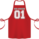 His Queen Funny Wedding Anniversary Cotton Apron 100% Organic Red