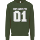 His Queen Funny Wedding Anniversary Kids Sweatshirt Jumper Forest Green