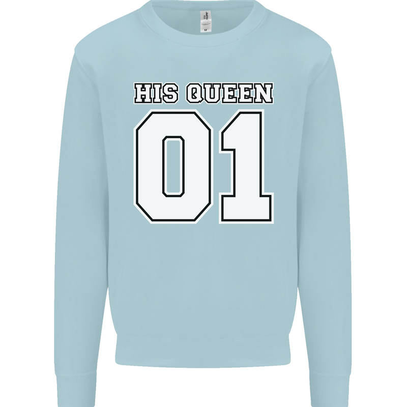 His Queen Funny Wedding Anniversary Kids Sweatshirt Jumper Light Blue