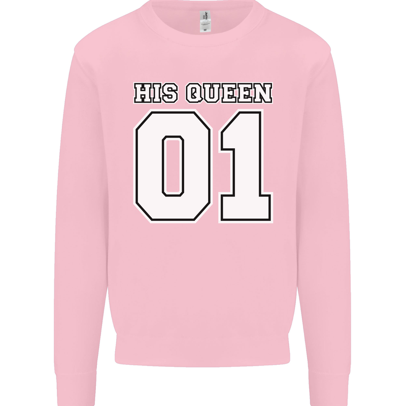 His Queen Funny Wedding Anniversary Kids Sweatshirt Jumper Light Pink