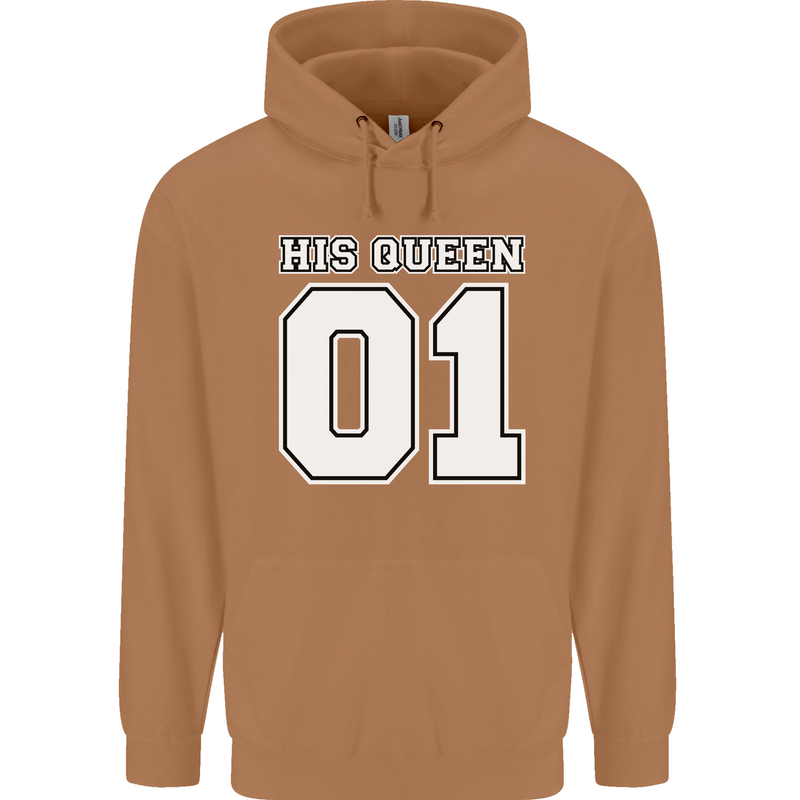 His Queen Funny Wedding Anniversary Mens 80% Cotton Hoodie Caramel Latte