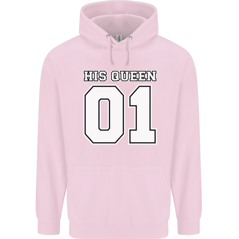 His Queen Funny Wedding Anniversary Mens 80% Cotton Hoodie Light Pink