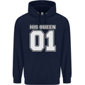 His Queen Funny Wedding Anniversary Mens 80% Cotton Hoodie Navy Blue