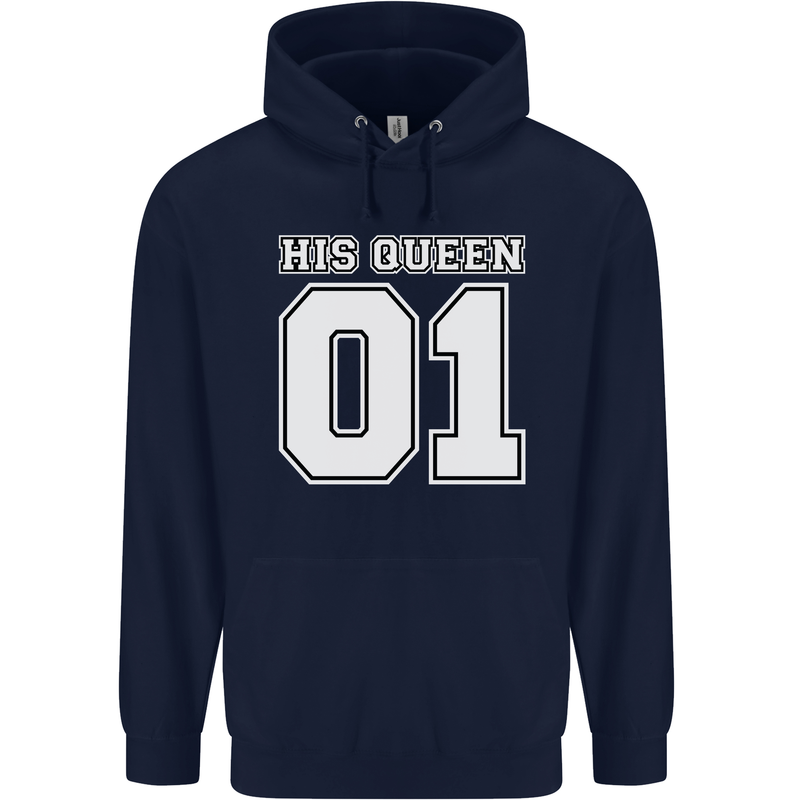 His Queen Funny Wedding Anniversary Mens 80% Cotton Hoodie Navy Blue