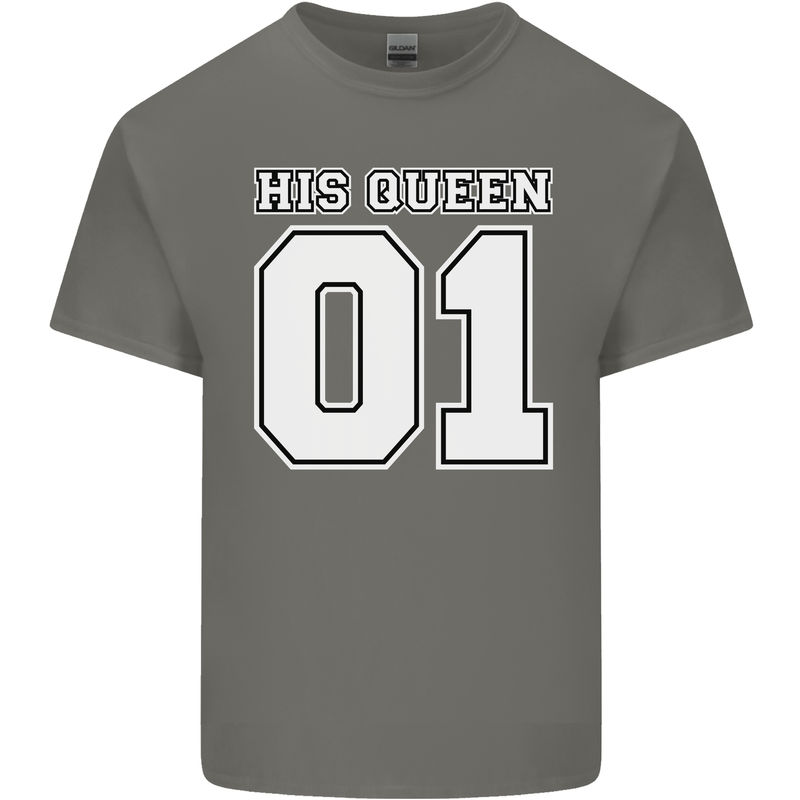 His Queen Funny Wedding Anniversary Mens Cotton T-Shirt Tee Top Charcoal