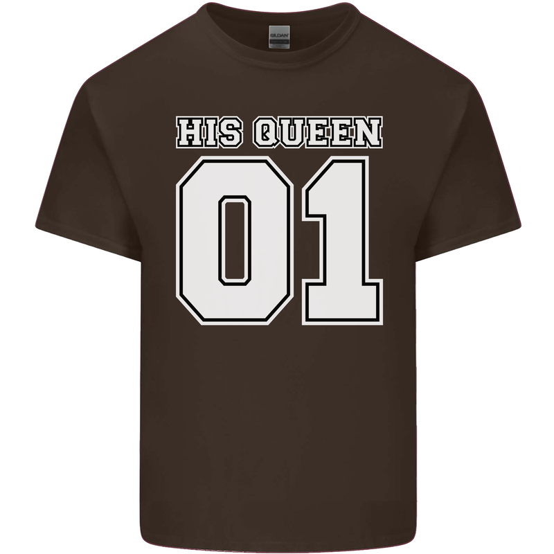 His Queen Funny Wedding Anniversary Mens Cotton T-Shirt Tee Top Dark Chocolate