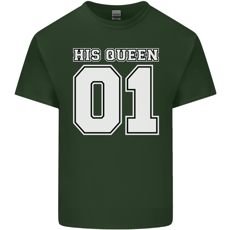 His Queen Funny Wedding Anniversary Mens Cotton T-Shirt Tee Top Forest Green