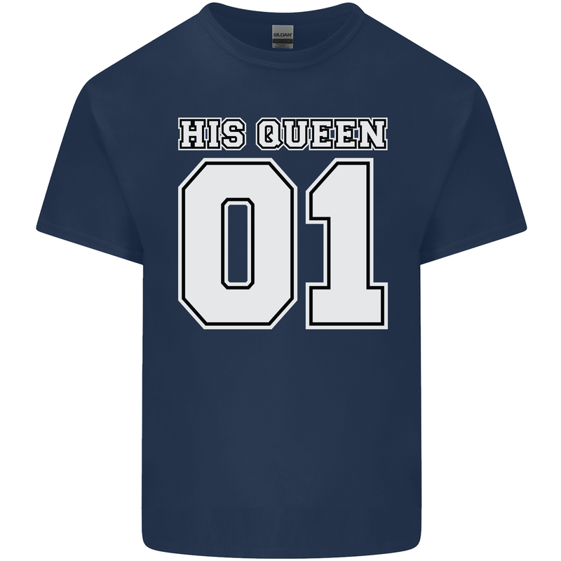 His Queen Funny Wedding Anniversary Mens Cotton T-Shirt Tee Top Navy Blue