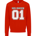 His Queen Funny Wedding Anniversary Mens Sweatshirt Jumper Bright Red