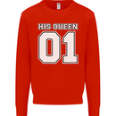 His Queen Funny Wedding Anniversary Mens Sweatshirt Jumper Bright Red