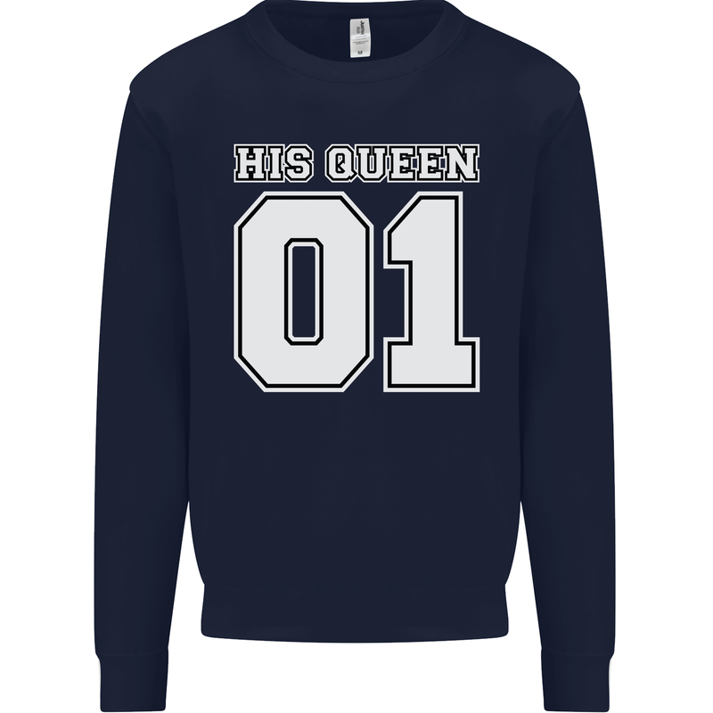 His Queen Funny Wedding Anniversary Mens Sweatshirt Jumper Navy Blue