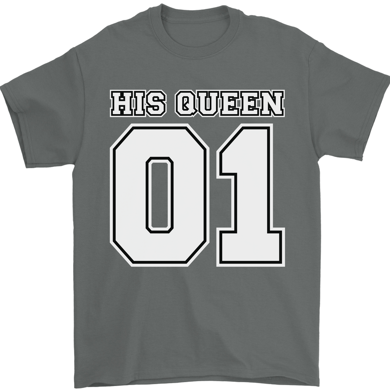 His Queen Funny Wedding Anniversary Mens T-Shirt 100% Cotton Charcoal
