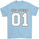His Queen Funny Wedding Anniversary Mens T-Shirt 100% Cotton Light Blue