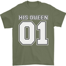 His Queen Funny Wedding Anniversary Mens T-Shirt 100% Cotton Military Green