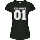 His Queen Funny Wedding Anniversary Womens Petite Cut T-Shirt Black
