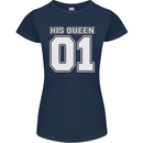 His Queen Funny Wedding Anniversary Womens Petite Cut T-Shirt Navy Blue