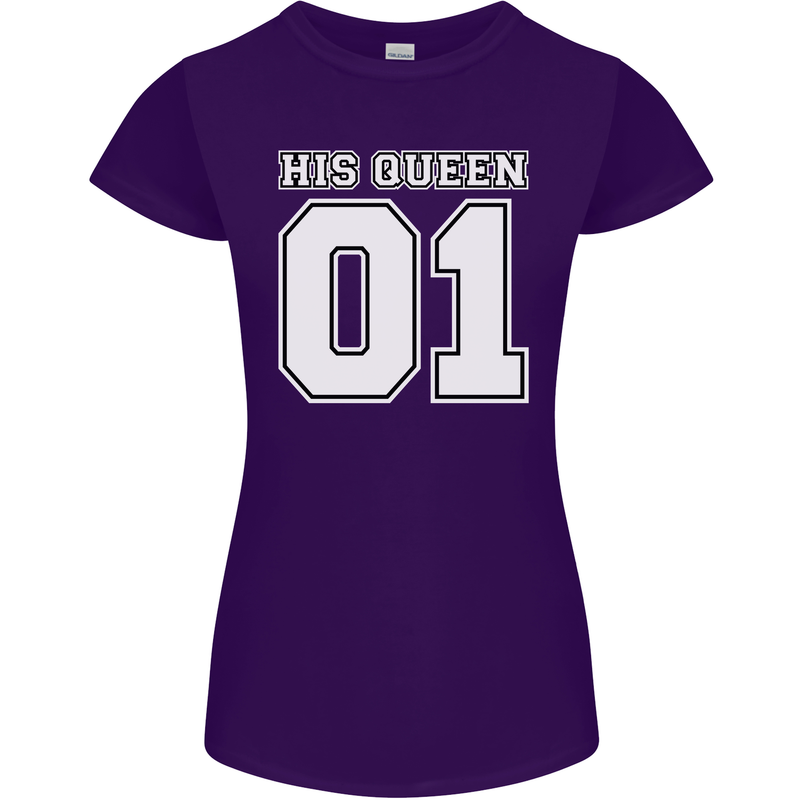 His Queen Funny Wedding Anniversary Womens Petite Cut T-Shirt Purple