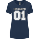 His Queen Funny Wedding Anniversary Womens Wider Cut T-Shirt Navy Blue