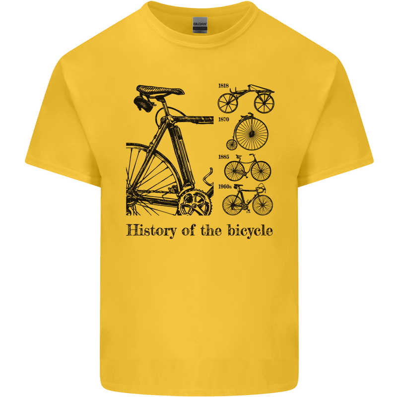 History of the Bicycle Cyclist Cycling Bike Kids T-Shirt Childrens Yellow