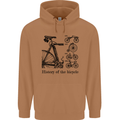 History of the Bicycle Cyclist Cycling Bike Mens 80% Cotton Hoodie Caramel Latte