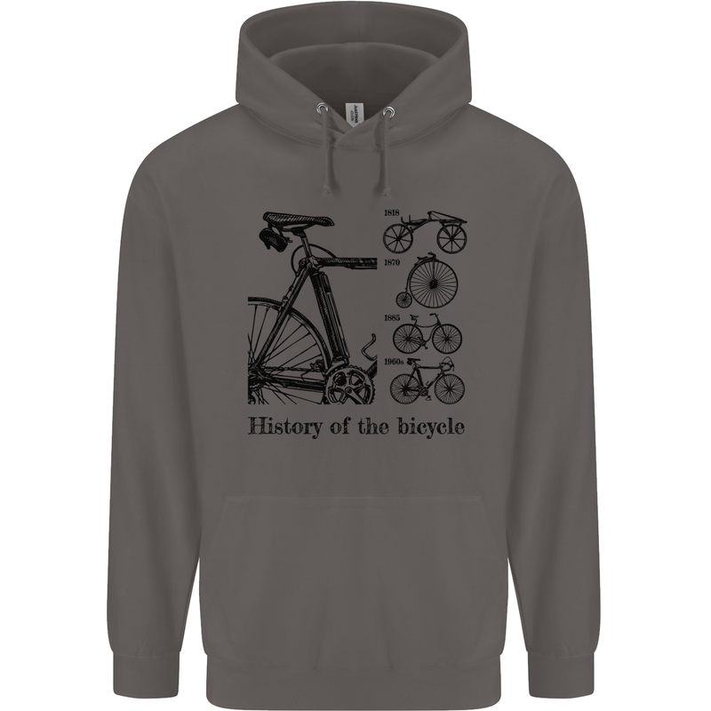History of the Bicycle Cyclist Cycling Bike Mens 80% Cotton Hoodie Charcoal